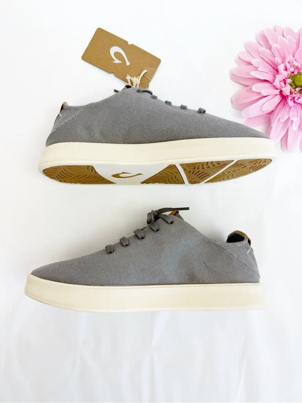 Olukai Ki'ihele Li Slip On Sneakers Drop Heel Fog Grey Casual Everyday Shoes